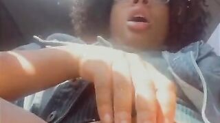 Nerdy Ebony Teen Slut Squirts all in Drivers Seat