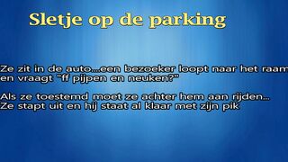 Parking sletje buiten pijpen en anaal geneukt