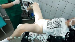 Gyno orgasm on gyno chair