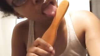 Sucking and Licking Hairbrush Handle