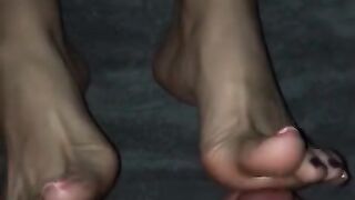 Colorful Toes Footjob Handjob Cumshot Combo