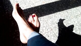 Playing with my Feet while they Sunbathe !!