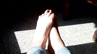 Playing with my Feet while they Sunbathe !!