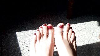 Playing with my Feet while they Sunbathe !!