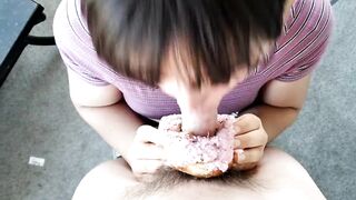 She Interrupted me with a Donut so I Glazed on her Face - Blowjob Facial