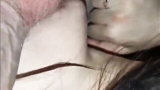 Slut making blowjob and licking cock bj