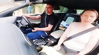 Mom Teaching Stepson to Drive Asks to Pull over so she can Give him Blowjob