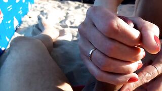 My Risky Masturbation, Handjob on a Public Beach, Cum on Small Tits POV Private Video