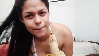 Fucking my Pussy with Bananas Cuz there not Bull in my City and Hubby Works