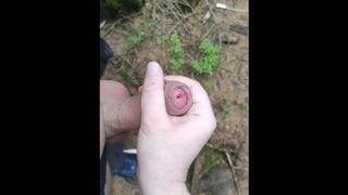 Outdoor Handjob from Girl and Cumshot after Catheterization