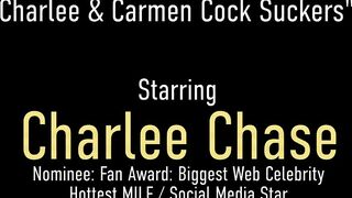 Hot MILFs Charlee Chase and Carmen Valentina Give Double BJ!