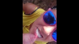 Outdoor Mountain Peak Blowjob with Cum in Mouth