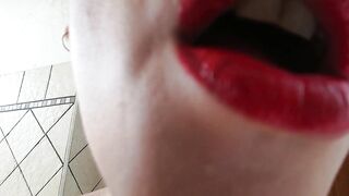 RED LIPS CLOSE UP SMOKING CIGARETTE