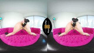 VR 180 - Solo Gamer Girl Milana Ricci Masturbating to VR Porn