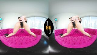 VR 180 - Solo Gamer Girl Milana Ricci Masturbating to VR Porn