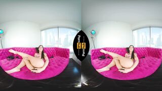 VR 180 - Solo Gamer Girl Milana Ricci Masturbating to VR Porn