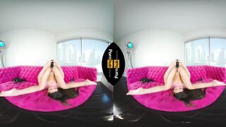 VR 180 - Solo Gamer Girl Milana Ricci Masturbating to VR Porn