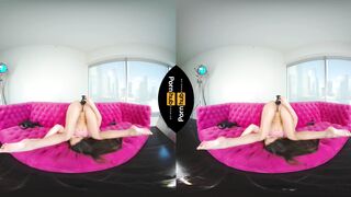 VR 180 - Solo Gamer Girl Milana Ricci Masturbating to VR Porn