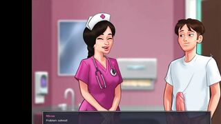 Summertime Saga - Nurse sucks her patient's huge cock