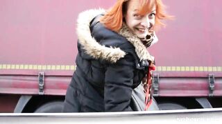 Amateur redhead street whore loves outdoor cock sucking