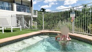 Wife flashes tits in Hotel Pool | Seen by Hotel GUESTS