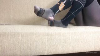 Worn Out Pantyhose With Holes Toes Sticking Out Preview