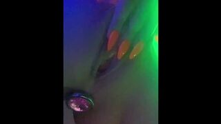 girl playing pussy with butt plug in lights