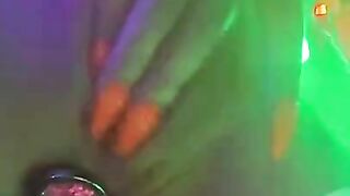 girl playing pussy with butt plug in lights