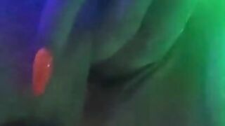 girl playing pussy with butt plug in lights