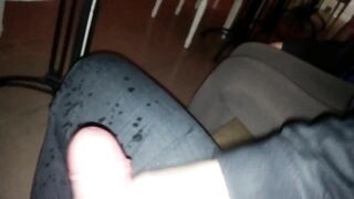 Secret public handjob and MEGA CUM LOAD in coffee