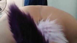 petite asian Chinese wife reverse cowgirl pov riding BBC with cute tail buttplug