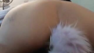 petite asian Chinese wife reverse cowgirl pov riding BBC with cute tail buttplug