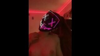 18 YO mask girl boob play while vaping