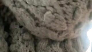 A girl in a sweater hides her face and cowgirl in clothes [pov sex】