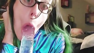 Sloppily sucking my new toy