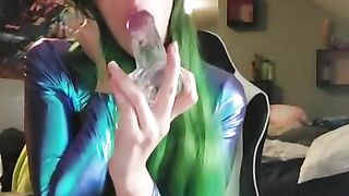 Sloppily sucking my new toy