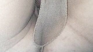 Wife in pantyhose cumming