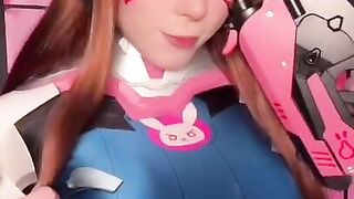 Girl Cosplay D.Va from Overwatch and Sucks Dick till Facial