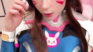 Girl Cosplay D.Va from Overwatch and Sucks Dick till Facial