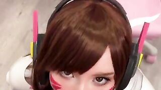 Girl Cosplay D.Va from Overwatch and Sucks Dick till Facial