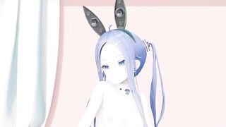 MMD lo chan, shake it - hentai mmd dance, playboy costume, blue hair edit, smixix