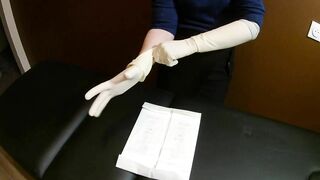 Latex surgical elbow gloves handjob