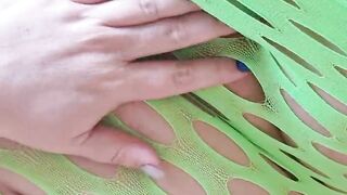 Hot Milf in sexy neon green bodystocking