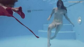 Anastasia Ocean and Marfa are naked underwater