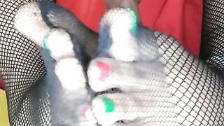 Ebony feet dildo footjob