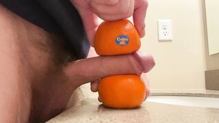 Fucking two cuties and blowing a huge load all over them. Fruit fuck!