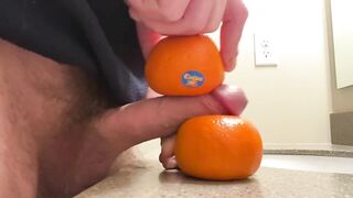 Fucking two cuties and blowing a huge load all over them. Fruit fuck!