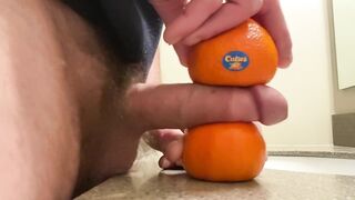 Fucking two cuties and blowing a huge load all over them. Fruit fuck!