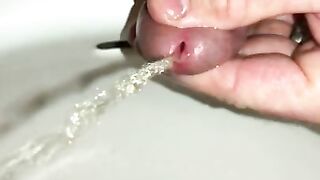 Watch Me Pee - Watch how I can intensely pleasure my penis while squeezing the head while pissing