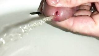 Watch Me Pee - Watch how I can intensely pleasure my penis while squeezing the head while pissing